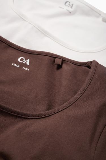 Kinder Mädchen - Multipack 2er - Kurzarmshirt - braun