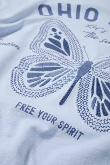 Kinder Mädchen - Schmetterling - Kurzarmshirt - hellblau