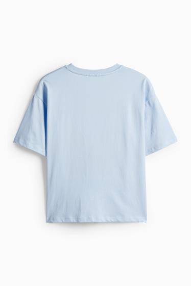 Kinder Mädchen - Schmetterling - Kurzarmshirt - hellblau