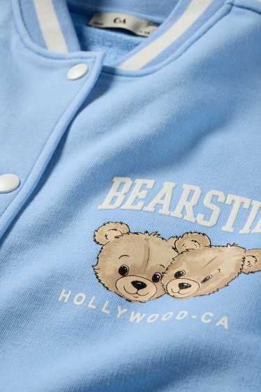 Bambine - Orsacchiotto - giacca stile college - azzurro