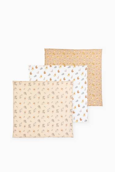 Unisex - Set van 3 - Winnie de Poeh - hydrofiele babydoekjes - wit / beige