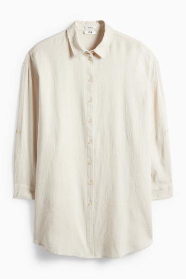 Dona - Camisa brusa - mescla de lli - beix