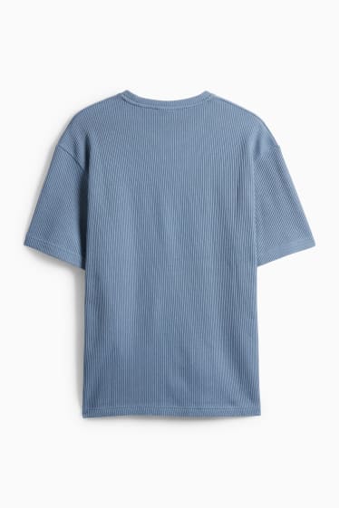 Uomo - T-shirt in maglia - relaxed fit - a coste - blu
