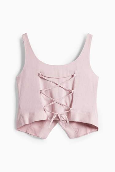Women - Waistcoat with linen content - slim fit - rose