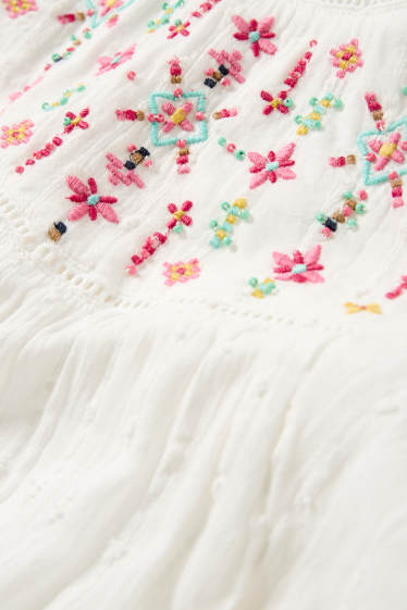 Kinder Mädchen - Musselin-Bluse - strukturiert - weiß