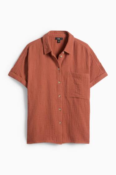 Femei - Bluză din muselină - maro