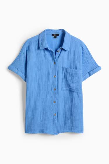 Femei - Bluză din muselină - albastru deschis