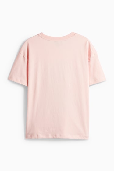 Damen - T-Shirt mit Strasssteinen - Relaxed Fit - rosa