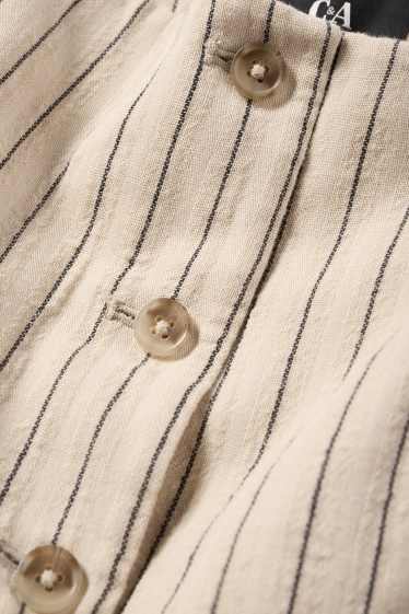 Women - Waistcoat - slim fit - pinstripes - beige