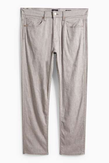 Hommes - Pantalon - regular fit - lin mélangé - gris