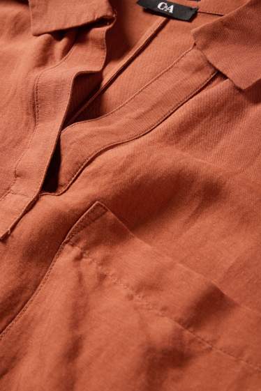 Femmes - Robe - straight fit - lin mélangé - terracotta