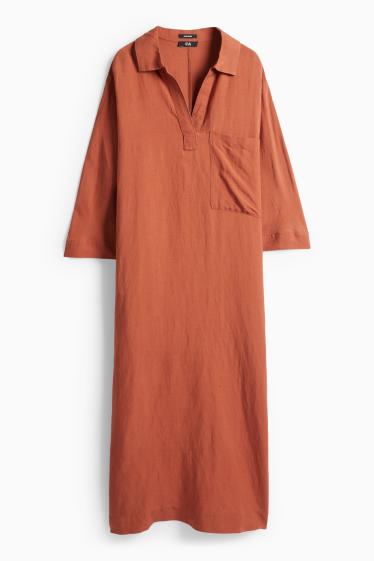 Femmes - Robe - straight fit - lin mélangé - terracotta