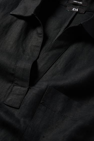 Women - Dress - straight fit - linen blend - black