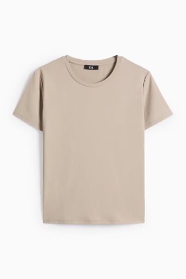 Women - T-shirt - slim fit - taupe