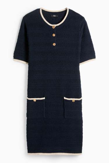 Femei - Rochie din tricot - structurată - albastru închis