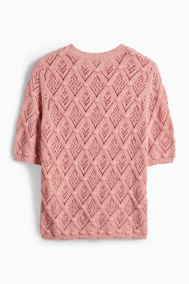 Dona - Jersei de punt - mànigues curtes - rosa fosc