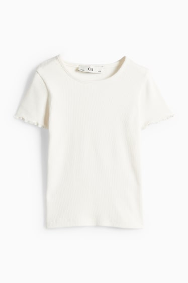 Copii - Fete - Floare - set - tricou cu mânecă scurtă și rochie din denim - 2 piese - albastru / alb