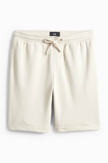 Men - Sweat shorts - textured - cremewhite