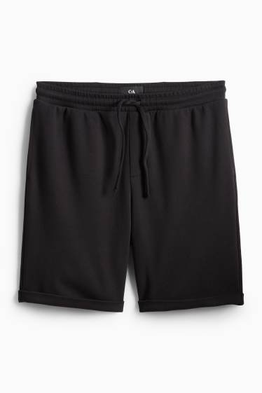 Uomo - Shorts di felpa - tessuto tramato - nero