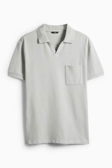 Hommes - Polo - regular fit - texturé - gris clair