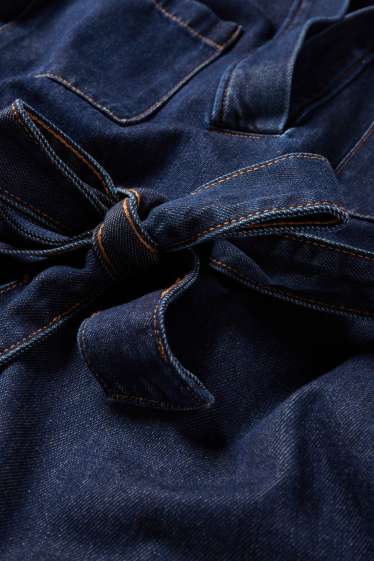 Femmes - Robe-tunique en jean à col V - bleu foncé