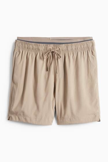 Men - Swim shorts - 2-in-1 look - taupe