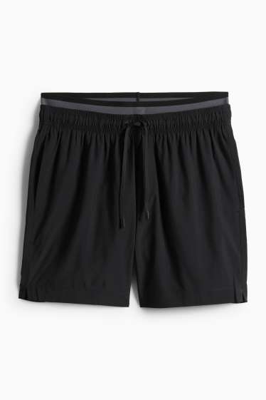 Hommes - Short de bain - look 2-en-1 - noir