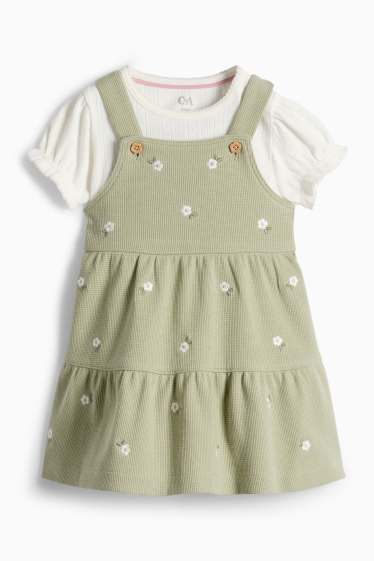 Baby Girls - Floral - baby outfit - 2 piece - white / green