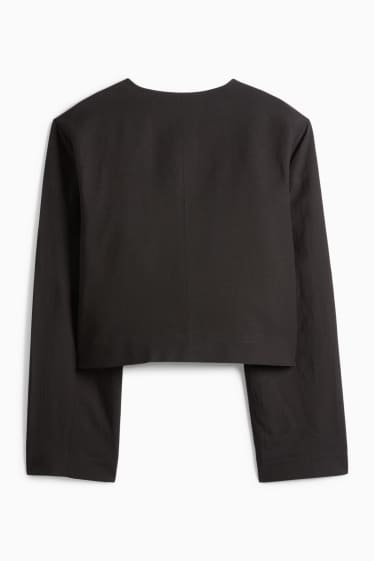 Femmes - Blazer court en lin mélangé - slim fit - noir