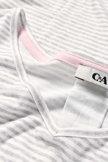 Femmes - Chemise de nuit en viscose - à rayures - gris clair