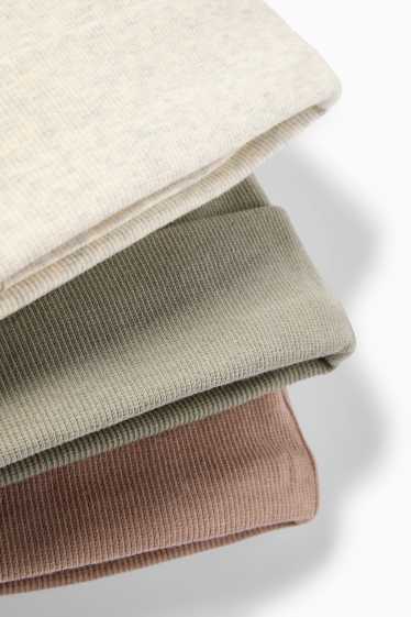 Bebeluși - băieți - Multipack 3 buc. - căciulă bebeluși - reiată - maro / alb-crem