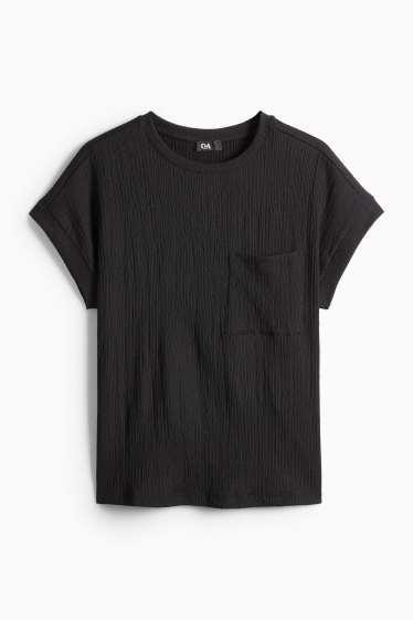 Femei - Tricou - relaxed fit - structurat - negru