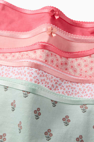 Copii - Fete - Multipack 5 perechi - flori - boxeri - roz
