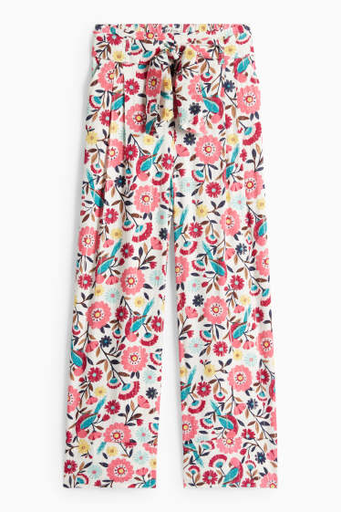 Copii - Fete - Floare - pantaloni de stofă - aspect lucios - multicolor