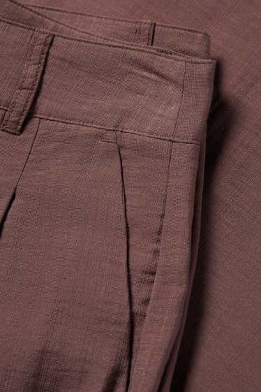 Dona - Pantalons de tela - mid waist - wide leg - marró fosc