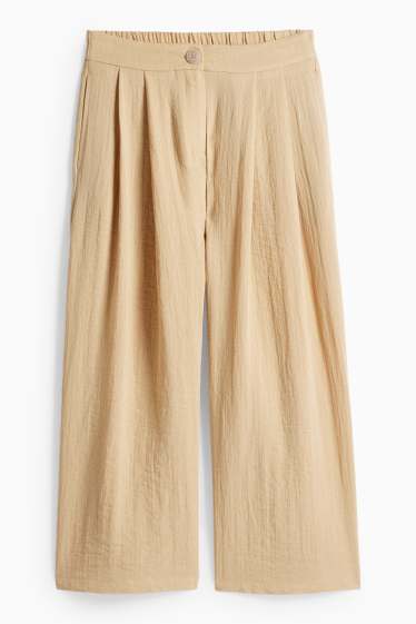 Women - Cloth trousers - high waist - wide leg - beige