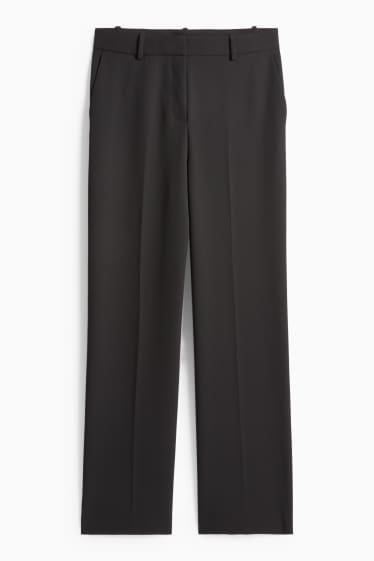Femei - Pantaloni office - talie medie - wide leg - negru
