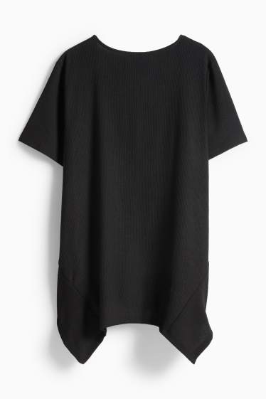 Damen - T-Shirt - strukturiert - schwarz