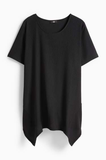 Damen - T-Shirt - strukturiert - schwarz