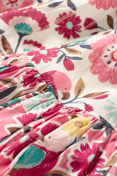 Enfants filles - Fleurs - robe - effet brillant - coloré