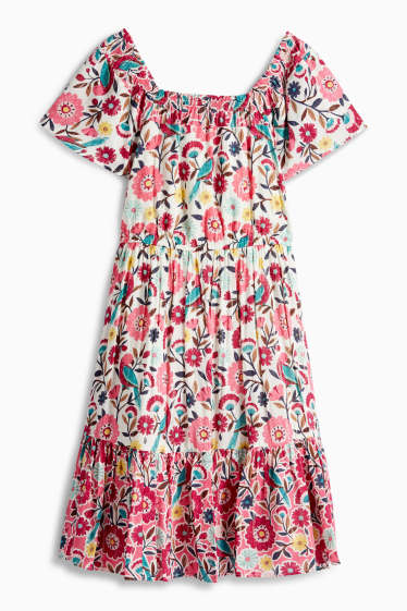 Enfants filles - Fleurs - robe - effet brillant - coloré