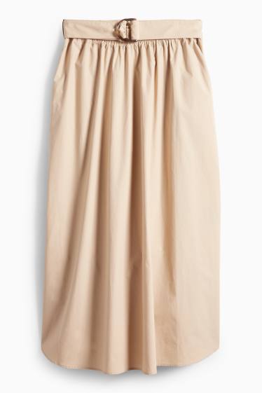 Femmes - Jupe avec ceinture - beige