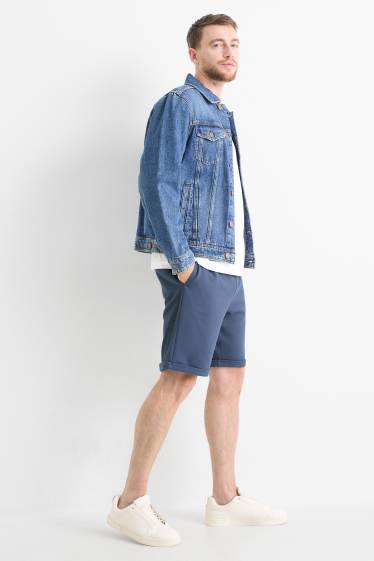 Hommes - Short en molleton - texturé - bleu