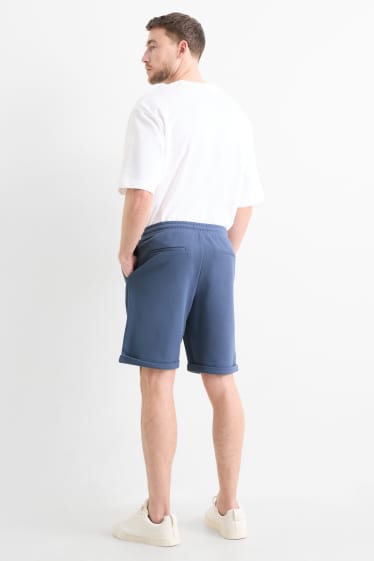 Hommes - Short en molleton - texturé - bleu