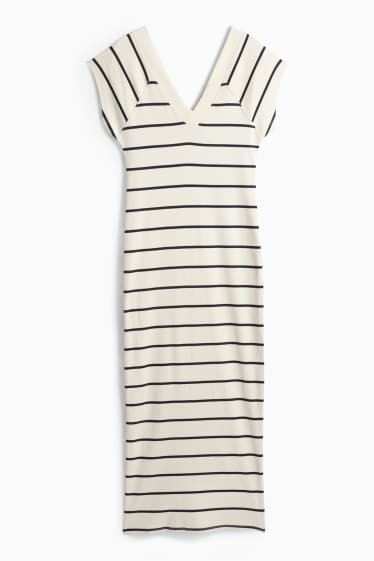 Femmes - Robe bodycon d'allaitement - côtelée - à rayures - beige