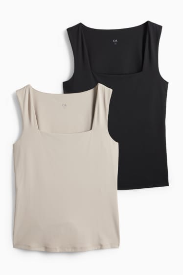 Donna - Confezione da 2 - top - nero / beige