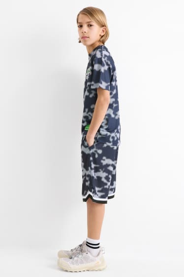 Kinderen: jongens - Sportshort - met patroon - zwart