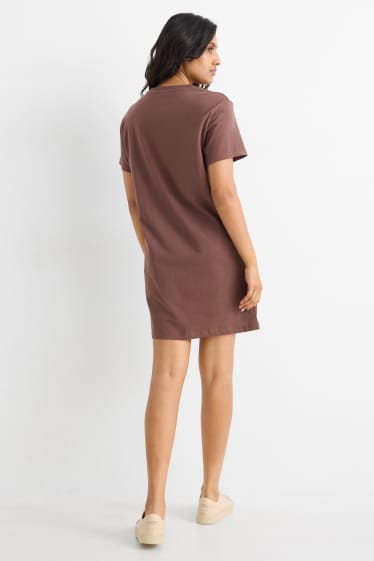Femmes - Robe-T-shirt - straight fit - marron foncé
