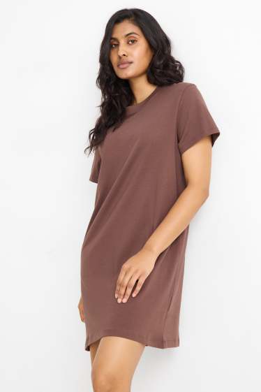Femmes - Robe-T-shirt - straight fit - marron foncé