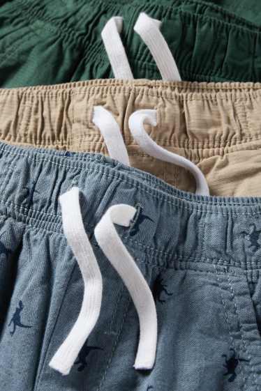 Enfants garçons - Lot de 3 - dinosaures - bermudas - vert / beige
